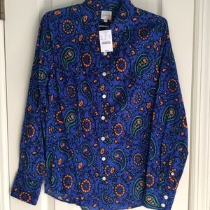 🌟NWT J.Crew Perfect Shirt Sz XS Blue Floral